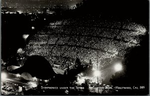 VINTAGE HOLLYWOOD CALIFORNIA HOLLYWOOD BOWL SYMPHONIES REAL PHOTO POSTCARD 17-74 