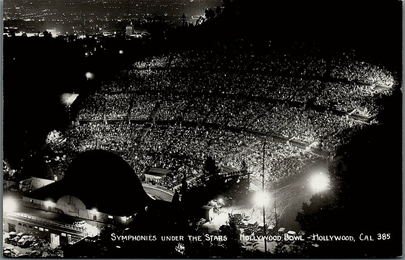 VINTAGE HOLLYWOOD CALIFORNIA HOLLYWOOD BOWL SYMPHONIES REAL PHOTO POSTCARD 17-74 