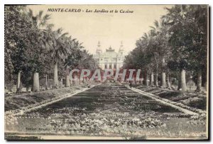 Old Postcard Monte Carlo Gardens and Casino