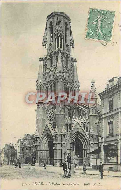 Postcard Old Lille Sacre Coeur Church