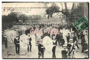 Old Postcard Funerals of victims of Latouche Treville Defile crowns