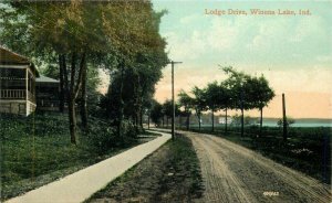 Winona Lake Indiana Postcard Lodge Drive Valentine & Sons Deventer 22-507