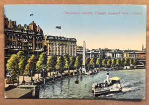 VINTAGE UNUSED POSTCARD - CLEOPATRA'S NEEDLE, THAMES EMBANKMENT, LONDON, ENGLAND