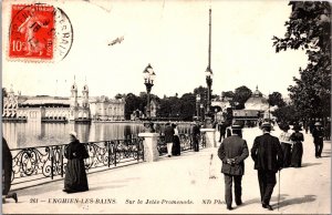 France Enghien-les-Bains Sur la Jetée Promenade Vintage Postcard C015