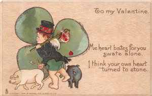 H78/ Valentine's Day Love Holiday Postcard c1910 E. Curtis Pig  221