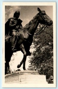 RPPC  SALEM, Oregon OR ~ Capitol Park CIRCUIT RIDER Statue 1940s Photo Postcard
