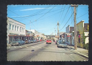 OAK HARBOR WASHINGTON DOWNTOWN STREET SCENE OLD CARS STORES POSTCARD