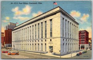 Cincinnati Ohio 1940s Postcard US Post Office Street Scene Buses