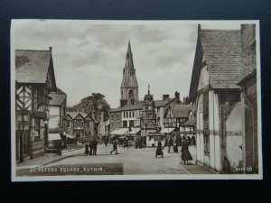 Wales RUTHIN St. Peters Square MARKET DAY c1930's Postcard by Valentine W698JV