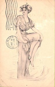 ab6769 - VINTAGE Illustrated POSTCARD - Glamour Ladies Donnine - 1910-