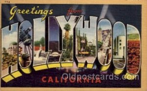 Hollywood, CA Large Letter Town writing on back light corner wear, yellowing ...