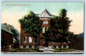 Brockville Ontario Postcard Horton School Exterior Building 1910 Vintage Antique