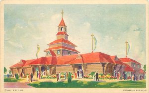 1933 Chicago World's Fair Ukrainian Building Litho Postcard Unused