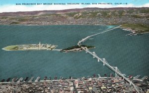 Vintage Postcard 1930's San Francisco Bay Bridge Treasure Island San Francisco