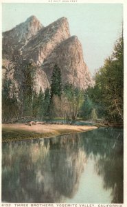 Vintage Postcard Three Brothers Yosemite Valley California Detroit Puishing Co.