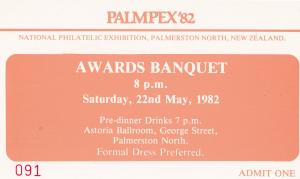 Palmpex 82 New Zealand Awards Banquet Palmerston Rare Invitation Card