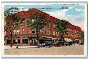 Huntington West Virginia WV Postcard Fifth Avenue Hotel Building Cars Scene