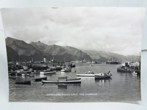 The Harbour Santa Cruz Tenerife Spain Vintage B&W RP Postcard 1950s Spain