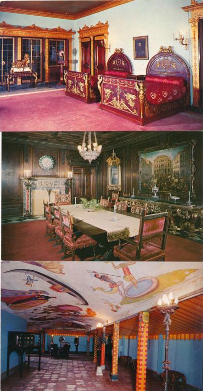 (3 cards) Sarasota FL Florida Ringling Residence - Bedroom Dining Room Game Room