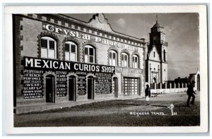 c1920's Crystal Palace Bar Curios Shop View Reynosa Mexico RPPC Photo Postcard