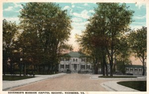 Vintage Postcard 1922 Governor's Mansion Capitol Square Historical Richmond VA