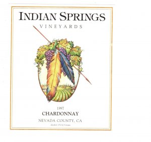 Indian Springs Vineyards, Caliornia, Chardonnay, 1997, Vintage Wine Label