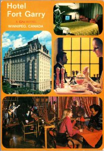 CONTINENTAL SIZE POSTCARD HOTEL FORT GARRY 4 VIEWS SCENE WINNIPEG CANADA