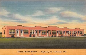 Fallcreek Wisconsin Millstream Motel Color Linen Card Vintage Postcard U1739