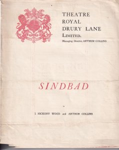 Sindbad Fantasy Drury Lane Theatre Programme