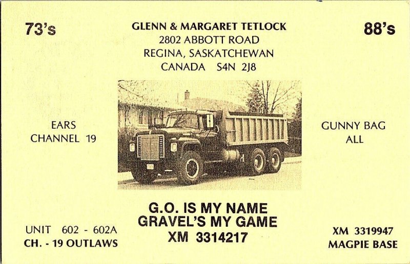 QSL Radio Card From Regina Saskatchewan Canada XM 3314217