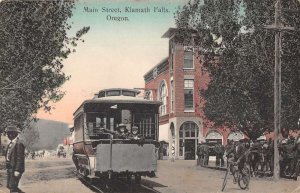 Klamath Falls Oregon Main Street Trolley and Bicycle Postcard AA43016