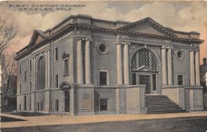 C64/ Greeley Colorado Co Postcard 1913 First Bptist Church Building