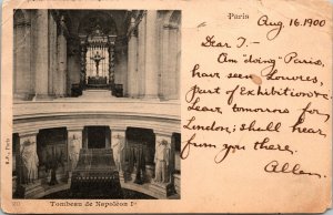 Napoleon's Tomb Dome de Invalides Paris France Postcard UDB 1900 4 Cancels