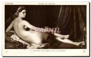 Old Postcard La Grande Odalisque by Ingres Nude Woman erotic Louvre Museum