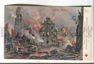 485538 Propaganda WWI Red Cross Malines Vintage postcard LAPINA France