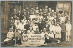 POLAND KRAKOW SCHOOL SZKOLA POWSZECHNA GWOZDZCU ANTIQUE REAL PHOTO POSTCARD RPPC