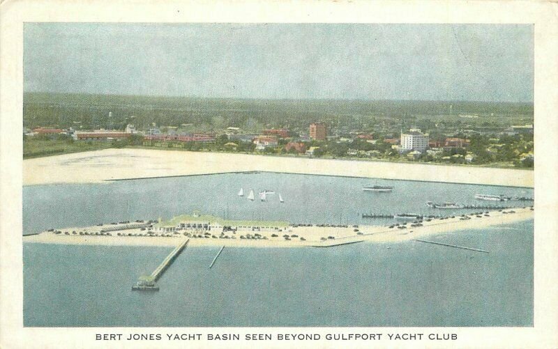 Gulfport Mississippi View Bert Jones Yacht Basin Printing Postcard 21-5971