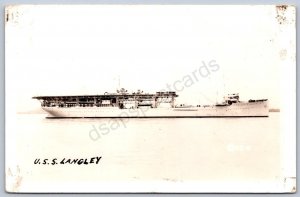 K44/ Ship RPPC Postcard c1940 U.S.S. Langley Navy First Aricraft Carrier  95