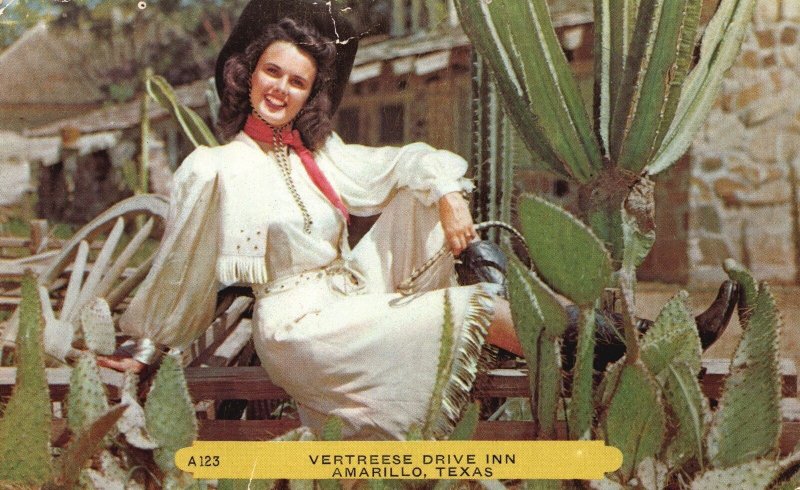 Vintage Postcard Model Vertreese Drive Inn Amarillo Texas Noble Colorado Pub