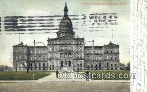 Lansing, Michigan, MI State Capital USA 1907 corner wear, postal marking on f...