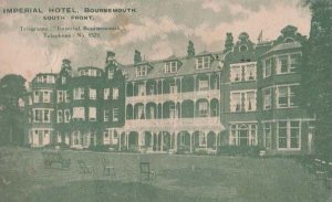 Imperial Hotel Bournemouth South Front + Telex Antique Advertising Postcard