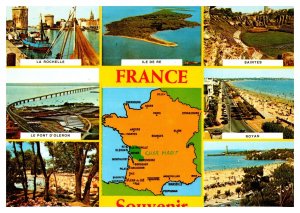 Postcard France souvenir multiview with map of cities