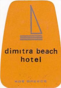 GREECE KOS DIMITRA BEACH HOTEL VINTAGE LUGGAGE LABEL