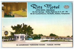 c1950's Ritz Motel Roadside Car Little Rock Arkansas AR Vintage Postcard