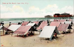 Cape May NJ New Jersey Tents on the Beach c1908 Postcard D71