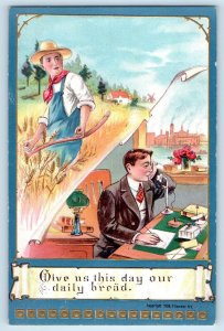 Farming Office Work Give Us This Day Our Daily Bread P. Sander Signed Postcard