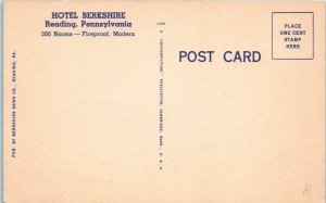 2 LINEN  Postcards of  READING, PA  BIRDSEYE View & HOTEL BERKSHIRE c1940s