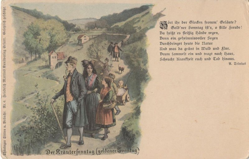 Der Krauterfonntag Goldener Sonntag German Rambling Postcard