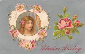 C25/ Valentine's Day Love Holiday Postcard 1908 Woodstown NJ Girl FLowers 19