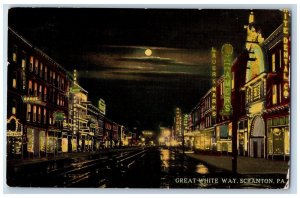 Scranton Pennsylvania PA Postcard Great White Way Exterior c1913 Vintage Antique